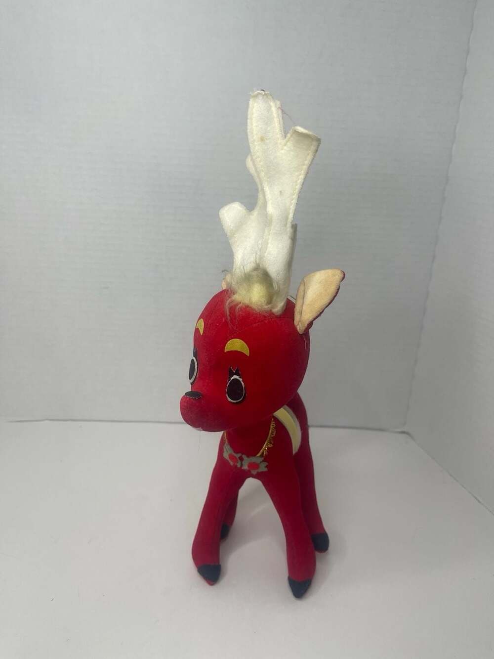 Holiday Fair Red Velvet Reindeer Plush Toy 1966 Made in Japan